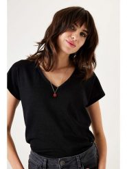 Garcia Koszulka w kolorze czarnym rozmiar: XL. Czarne bluzki damskie Garcia, xl, bez wzorów, bez kołnierzyka. Za 78.47 zł.