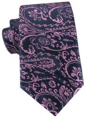 Granatowy Krawat, Jasnofioletowy Wzór Paisley - Alties. Niebieskie krawaty i muchy męskie Alties, bez wzorów, z tkaniny, eleganckie. Za 55.00 zł.