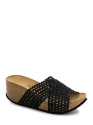 BACKSUN Klapki w kolorze czarnym na koturnie rozmiar: 39. Czarne klapki damskie Backsun, bez wzorów, bez obcasa, na koturnie. Za 152.99 zł.