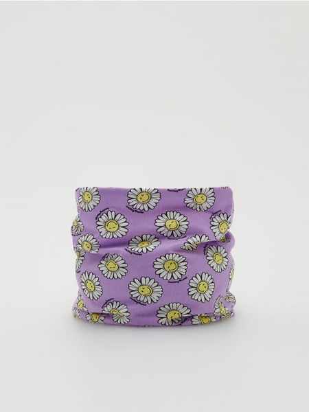 Komin SmileyWorld® - lawendowy. Fioletowe szaliki dziecięce Reserved, z bawełny, bez ramiączek. W wyprzedaży za 22.99 zł.