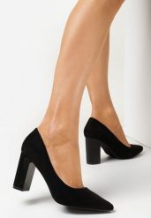 Czarne Czółenka na Wysokim Słupku ze Skórzaną Wkładką Nisho. Czarne czółenka damskie Born2be, bez wzorów, ze szpiczastym noskiem, bez obcasa, na słupku. Za 99.99 zł.