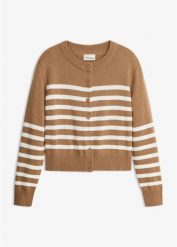 Sweter rozpinany o skróconej długości, z mieszanki bawełny. Czerwone kardigany damskie bonprix, bez wzorów, z bawełny. Za 94.99 zł.