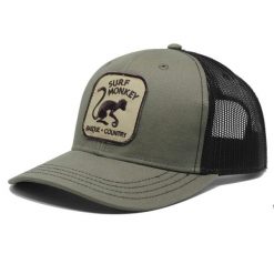 Czapka trucker 6-panelowa / Jeden rozmiar (Oliwkowa/Czarna). Zielone czapki męskie SURF MONKEY, z aplikacjami, z bawełny. Za 159.95 zł.