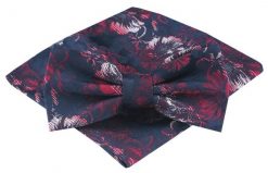 Mucha Męska z Poszetką - Alties - Granat i Czerwone Akcenty. Czerwone krawaty i muchy męskie Alties, bez wzorów, eleganckie. Za 54.00 zł.