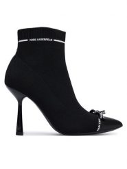 KARL LAGERFELD Botki Pandara KL31341 Czarny. Czarne botki damskie Karl Lagerfeld, z materiału, bez obcasa, na szpilce, bez zapięcia. Za 834.99 zł.