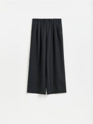 Spodnie wide leg z wełną - ciemnoszary. Szare spodnie materiałowe damskie Reserved, bez wzorów, z tkaniny. Za 279.99 zł.
