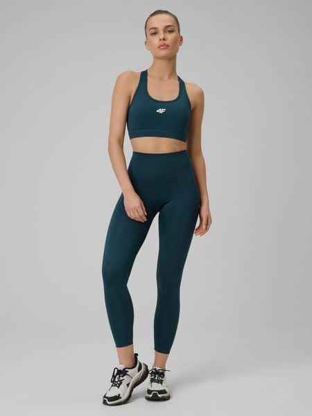 4F Legginsy treningowe szybkoschnące damskie - turkusowe L. Niebieskie legginsy damskie 4f, l, bez wzorów. Za 119.99 zł.