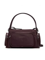 Calvin Klein Torebka Pocket Nylon Bag W/ Strap LV04F3132G Bordowy. Czerwone torebki klasyczne damskie CALVIN KLEIN, bez wzorów, z materiału, bez dodatków. Za 379.99 zł.