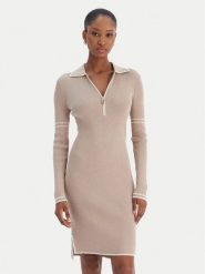 Liu Jo Sport Sukienka dzianinowa TF5028 MS49I Beżowy Regular Fit. Brązowe sukienki damskie Liu Jo Sport, xl, bez wzorów, z dzianiny, sportowe, bez kołnierzyka, bez ramiączek, sportowe. Za 799.99 zł.