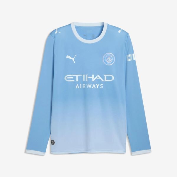 Koszulka piłkarska Manchester City 26/27 domowa. Niebieskie bluzki sportowe damskie Puma, m, z materiału, bez kołnierzyka, bez ramiączek. Za 489.99 zł.