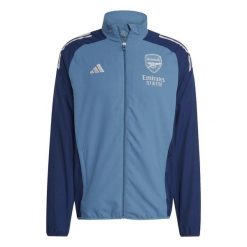 Kurtka dresowa Prematch Arsenal 2025/26. Niebieskie kurtki męskie Adidas, l, bez wzorów, z dresówki, eleganckie, bez kaptura. Za 349.80 zł.