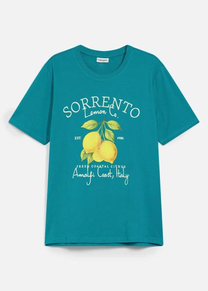 T-shirt z czystej bawełny. Niebieskie t-shirty męskie bonprix, m, bez wzorów, z bawełny, bez kołnierzyka. Za 42.99 zł.