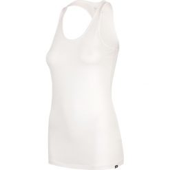 Top damski TSD001 - biały. Białe topy damskie 4f, bez wzorów, bez ramiączek. W wyprzedaży za 19.99 zł.