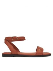 Tommy Hilfiger Sandały Ankle Strap Leather Sandal FW0FW08422 Brązowy. Brązowe sandały damskie Tommy Hilfiger, bez wzorów, ze skóry, bez obcasa, na płaskiej podeszwie. Za 289.99 zł.