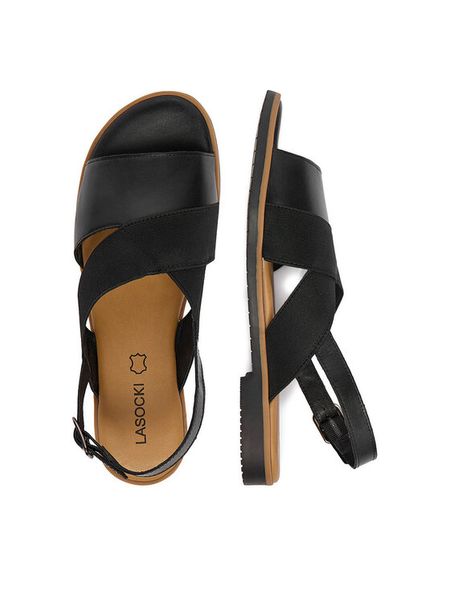 Lasocki Sandały CEO-WI16-DOROTHY-07 Czarny. Czarne sandały damskie Lasocki, bez wzorów, ze skóry, bez obcasa, na płaskiej podeszwie. Za 139.99 zł.