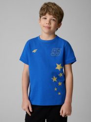 4F T-shirt regular z nadrukiem dziecięcy 4F x Bartosz Zmarzlik - niebieski 134/140 (8-10 lat). Niebieskie koszulki dziewczęce 4f, uniwersalny, bez wzorów, z bawełny, bez ramiączek. Za 79.99 zł.