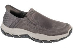 Buty sportowe Sneakersy męskie, Slip-Ins Respected - Elgin. Czarne buty sportowe na co dzień męskie Skechers, z materiału, bez zapięcia, trekkingowe. Za 379.99 zł.