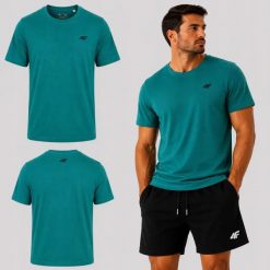 T-SHIRT MĘSKI 4F BAWEŁNIANA KOSZULKA Z KOLEKCJI LIMITOWANEJ L M3948 SS26. Zielone t-shirty sportowe męskie 4f, l, z bawełny, bez ramiączek, na fitness i siłownię. Za 54.99 zł.