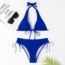 Bikini wiązane na szyję do plażowania Trien. Czarne bikini damskie Intica, bez wzorów. W wyprzedaży za 129.00 zł.