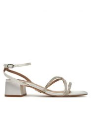 Steve Madden Sandały Gabby SM11003037 Biały. Białe sandały damskie Steve Madden, bez wzorów, z materiału, bez obcasa, na słupku. Za 399.99 zł.