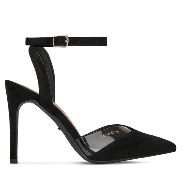 Szpilki DeeZee. Czarne sandały damskie DeeZee, bez wzorów, bez obcasa. Za 129.99 zł.