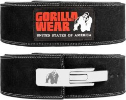 4-calowy skórzany pasek dźwigniowy- Czarny. Czarne paski męskie GORILLA WEAR, bez wzorów, ze skóry. Za 249.00 zł.