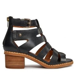 Sandały Pikolinos. Czarne sandały damskie Pikolinos, bez wzorów, bez obcasa, na słupku. Za 639.99 zł.