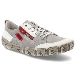 Szare Półbuty Rieker Modne Obuwie Damskie. Szare półbuty damskie Rieker, bez wzorów, z materiału, sportowe, bez obcasa. Za 369.00 zł.