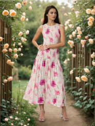 Sukienka maxi z marszczeniem w kwiatowy wzór - wielobarwny. Sukienki damskie Sinsay, l, bez wzorów, bez kołnierzyka, bez ramiączek, maxi. Za 69.99 zł.