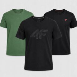 KOMPLET KOSZULEK MĘSKICH 4F ZESTAW 3PAK T-SHIRT. T-shirty męskie 4f, m, bez wzorów, z bawełny, bez kołnierzyka. Za 116.00 zł.