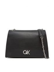 Calvin Klein Torebka Re-Lock Medium Chain LV04F3104G Czarny. Czarne torebki klasyczne damskie CALVIN KLEIN, bez wzorów, ze skóry, wizytowe, bez kołnierzyka, bez ramiączek. Za 419.99 zł.