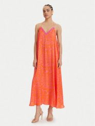 LOLA CASADEMUNT Sukienka letnia LS2616030 Pomarańczowy Regular Fit. Brązowe sukienki damskie lola casademunt, na lato, xs, bez wzorów, z wiskozy, bez kołnierzyka, bez ramiączek. Za 459.99 zł.