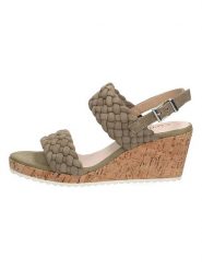 Caprice Skórzane sandały w kolorze khaki na koturnie rozmiar: 39. Brązowe sandały damskie Caprice, bez wzorów, bez obcasa, na koturnie. Za 165.54 zł.