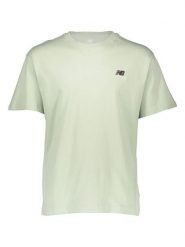 New Balance Koszulka "Uni-ssentials" w kolorze zielonym rozmiar: L-XL. Zielone bluzki damskie New Balance, l, bez wzorów, z bawełny, bez kołnierzyka, bez ramiączek. Za 79.21 zł.