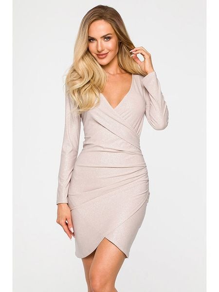 Made of emotion Sukienka w kolorze beżowym rozmiar: M. Szare sukienki damskie Made Of Emotion, m, bez wzorów, bez kołnierzyka, bez ramiączek, mini. Za 139.20 zł.