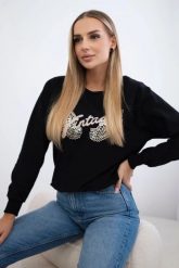 Bluza z nadrukiem czarna. Czarne bluzy bez kaptura damskie KESI, l, z bawełny. Za 190.70 zł.