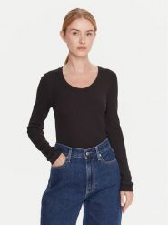 Calvin Klein Bluzka LV044D235G Czarny Slim Fit. Czarne bluzki damskie CALVIN KLEIN, xxs, bez wzorów, bez ramiączek. Za 249.99 zł.