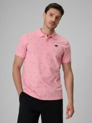 4F Koszulka polo regular męska - różowa M. Czerwone koszulki polo męskie 4f, m, bez wzorów, z bawełny, bez ramiączek. Za 99.99 zł.