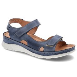 Niebieskie Sandały Kampa Wygodne Skórzane Buty Na Lato. Niebieskie sandały damskie KAMPA, bez wzorów, ze skóry, bez obcasa. Za 175.00 zł.