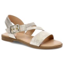 Złote Sandały Lamanti Skórzane Buty Damskie. Żółte sandały damskie LAMANTI, bez wzorów, ze skóry, bez obcasa. Za 219.00 zł.