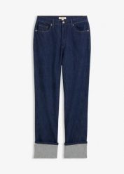 Dżinsy o luźnym kroju high waist, straigt. Niebieskie jeansy damskie bonprix, z podwyższonym stanem. Za 109.99 zł.