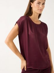 More & More Damowa koszulka z satyny Kobiety Satyna lila, 42. T-shirty damskie MORE & MORE, bez wzorów, z satyny, bez kołnierzyka. Za 219.95 zł.