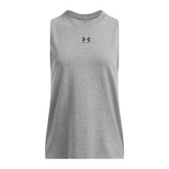 Tank top treningowy damski Under Armour Rival Muscle Tank. Szare topy damskie Under Armour, m, bez wzorów, bez kołnierzyka. Za 129.99 zł.