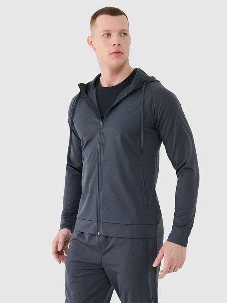 4F Bluza treningowa szybkoschnąca męska - szara M. Szare bluzy sportowe męskie 4f, bez wzorów, z dzianiny, sportowe, bez kołnierzyka, bez ramiączek. Za 199.99 zł.
