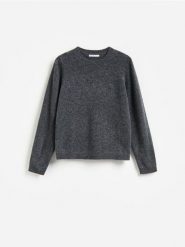 Wełniany sweter - ciemnoszary. Szare swetry klasyczne damskie Reserved, l, z wełny, bez kołnierzyka. Za 199.99 zł.