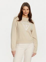 Guess Bluza W5RQ09 K8802 Beżowy Regular Fit. Brązowe bluzy bez kaptura damskie Guess, xxl, z syntetyku. Za 219.99 zł.