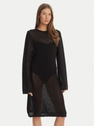 Seafolly Sukienka plażowa Beach Edit 55686-KN Czarny Regular Fit. Czarne sukienki damskie Seafolly, na plażę, s, bez wzorów, z bawełny, bez kołnierzyka, bez ramiączek. Za 579.99 zł.