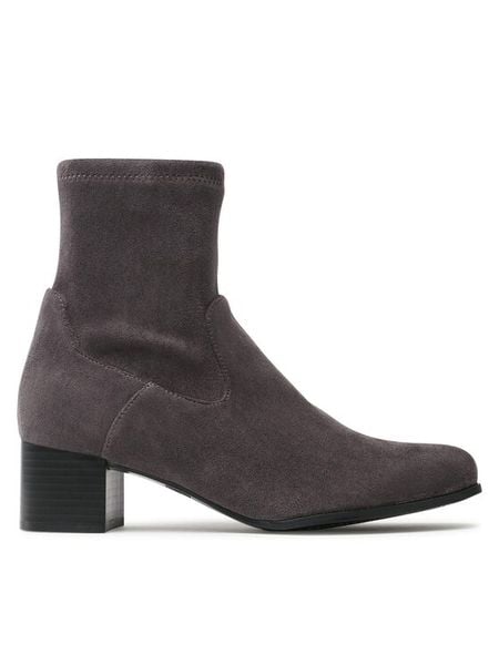 Caprice Botki 9-25316-41 Szary. Szare botki damskie Caprice, z materiału, bez obcasa, na słupku, bez zapięcia. Za 349.99 zł.
