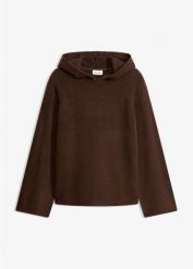 Sweter z kapturem. Zielone swetry klasyczne damskie bonprix, bez kołnierzyka. Za 109.99 zł.