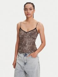 Miss Sixty Top 6S1SJ54300 Brązowy Slim Fit. Brązowe topy damskie Miss Sixty, s, bez wzorów, z bawełny, bez kołnierzyka. Za 229.99 zł.